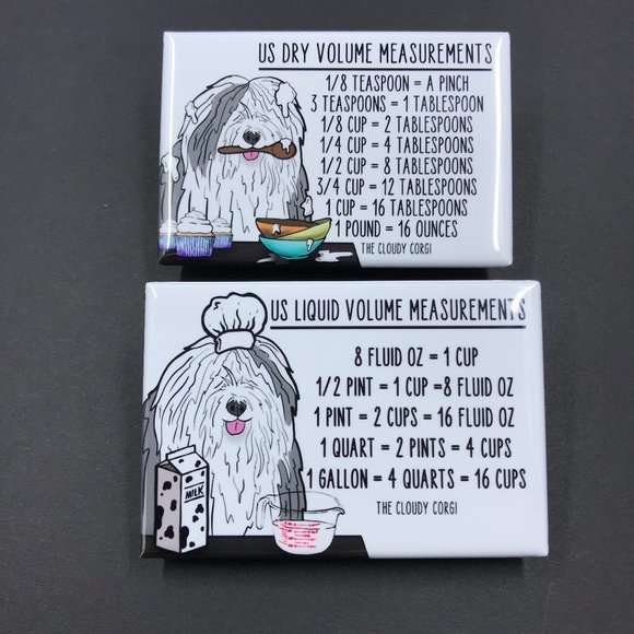 Old English Sheepdog Kitchen Measuring Magnet Set - Picture 2 of 7